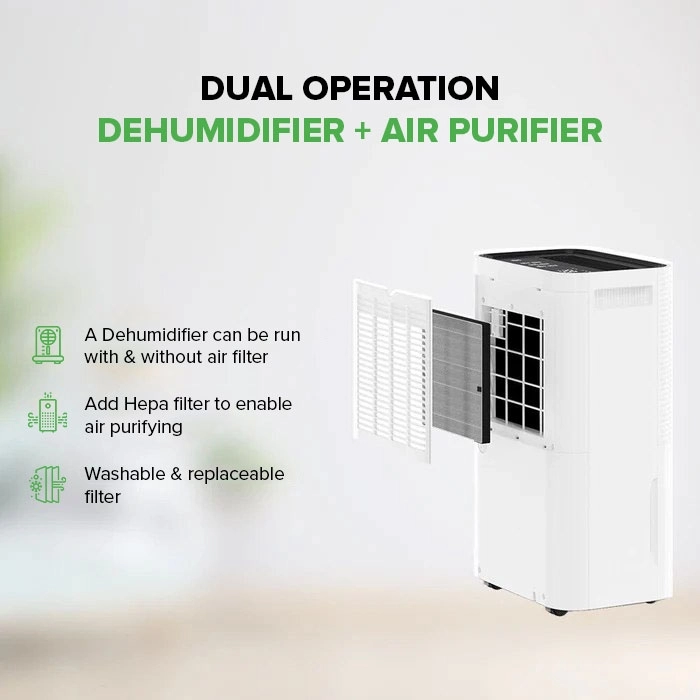 紧凑型 MyCond Roomer Hepa 25 除湿机，现代生活空间。