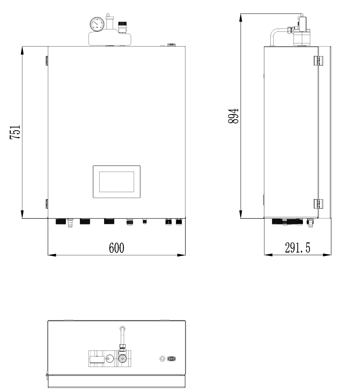 MyCond BeeSmart 热泵室内机尺寸示意图。